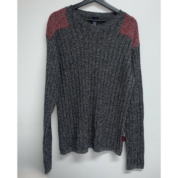 Tommy Hilfiger Other - Vtg 90s Tommy Hilfiger Jeans Mens Sweater Size XL Black Red Marled Knit Ribbed
